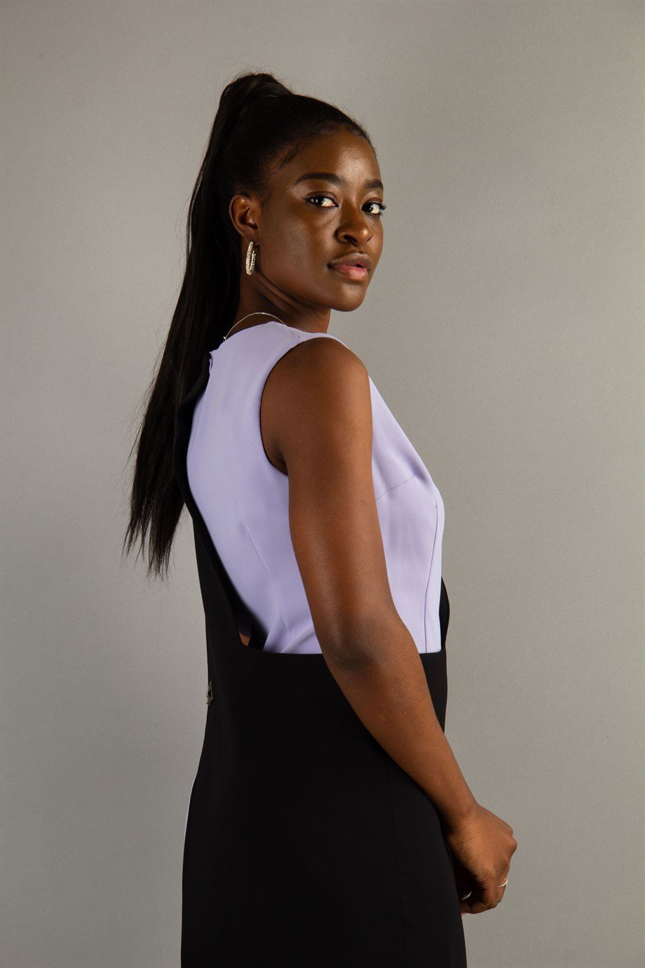 Two Piece Looking Dress with Chain - Levander