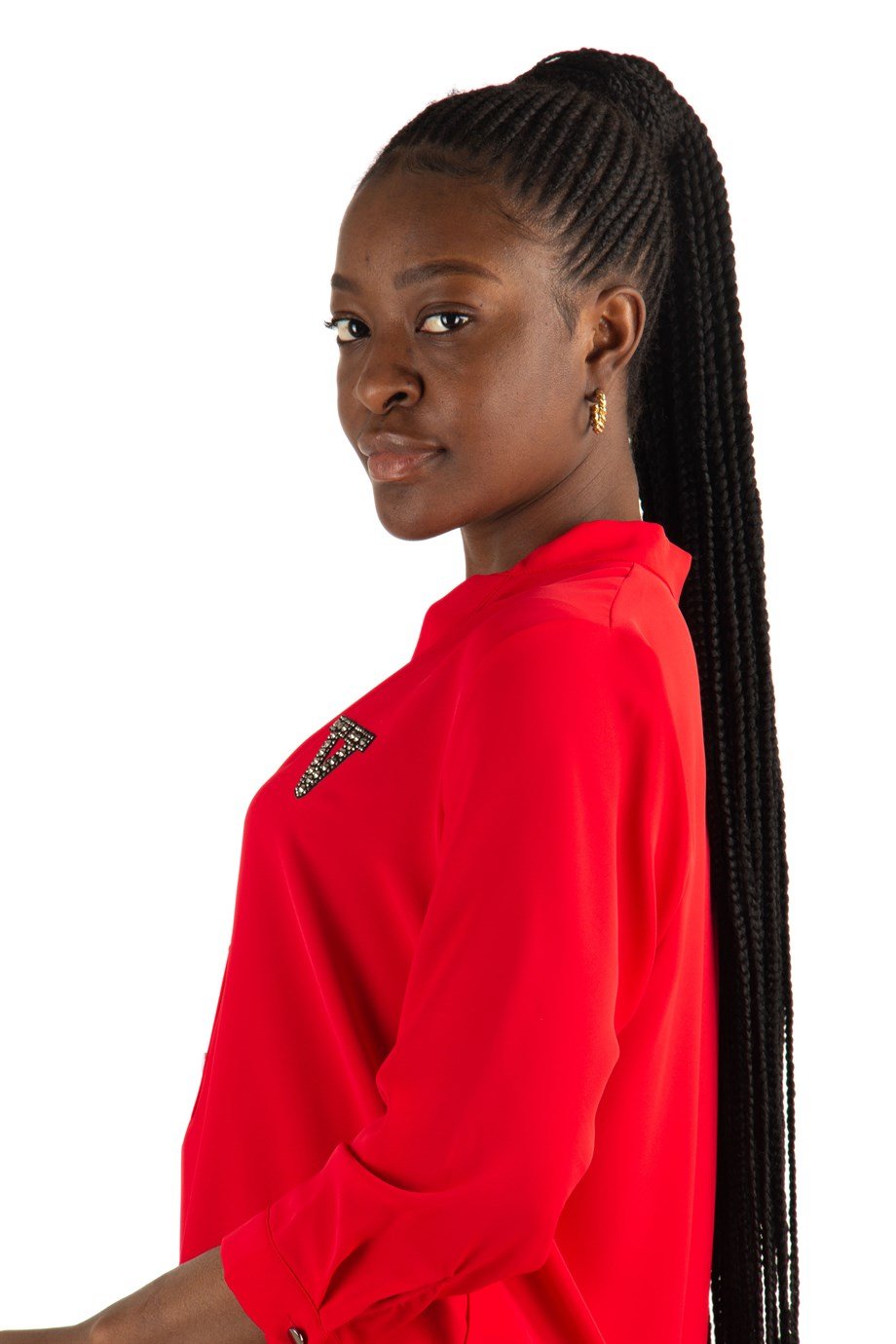 V Emblem Big Size Blouse - Red