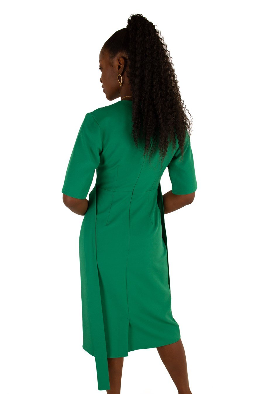 V-Nack Wrap Dress - Grass Green