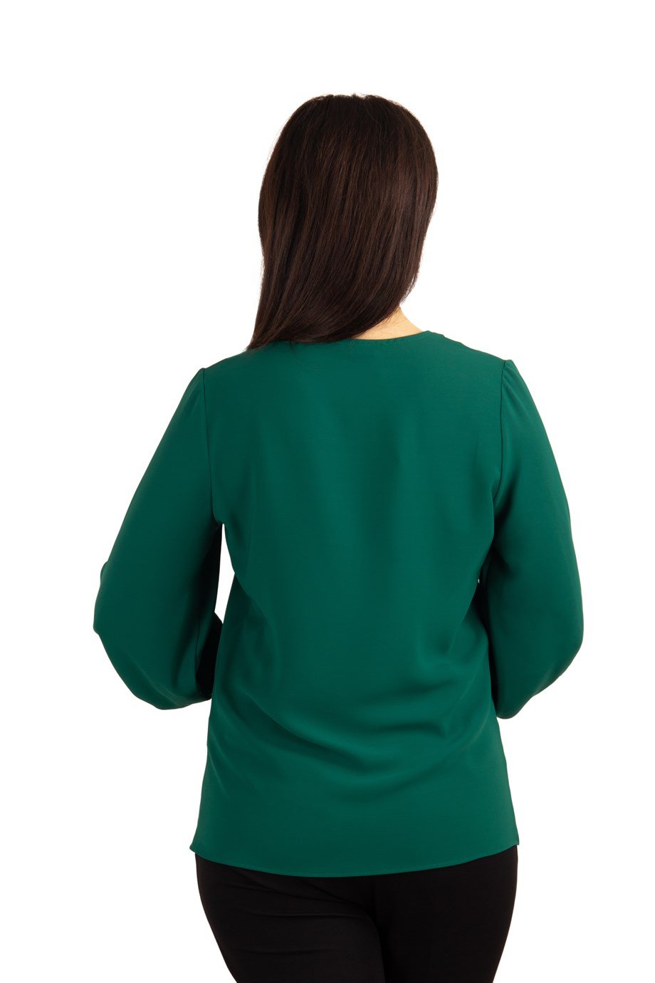 V Neck Eyelet Top - Emerald Green