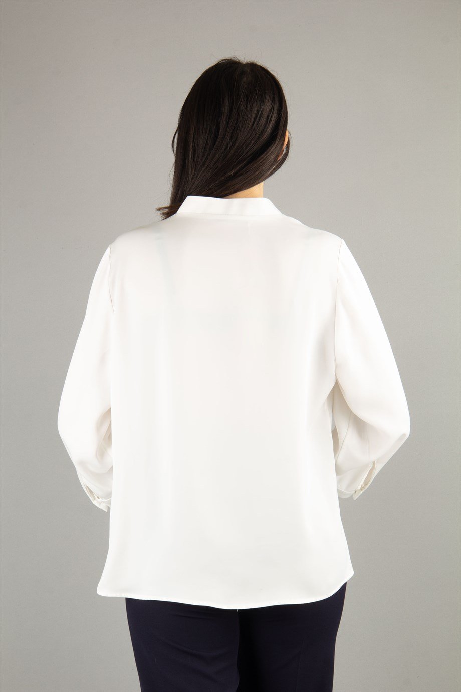 V Neck Satin Blouse - White