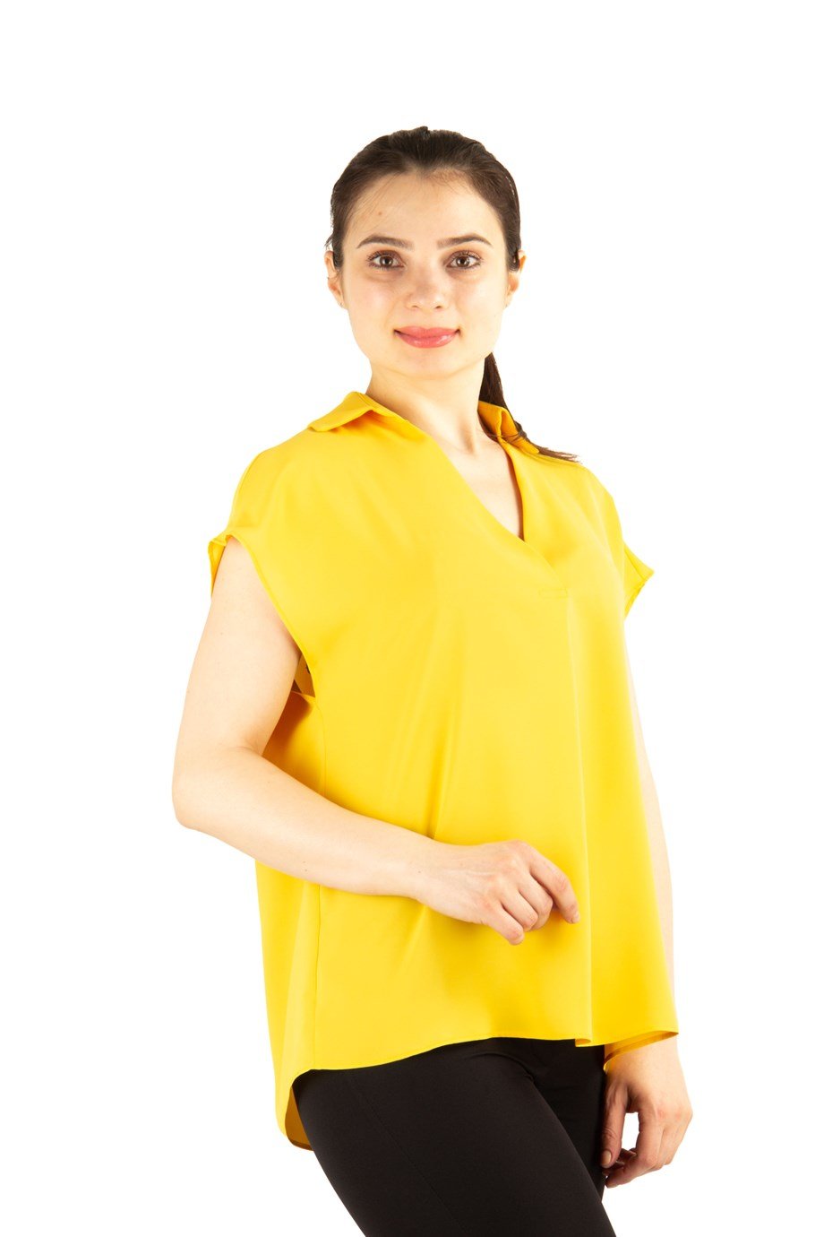 V-Neck Sleeveless Blouse - Yellow