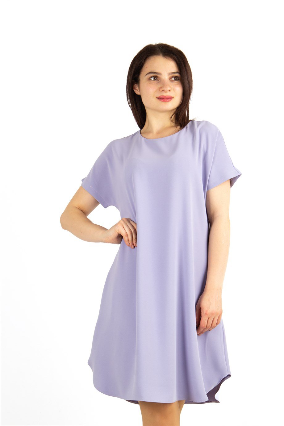 Waist Tie Flare Plain Mini Dress - Lilac