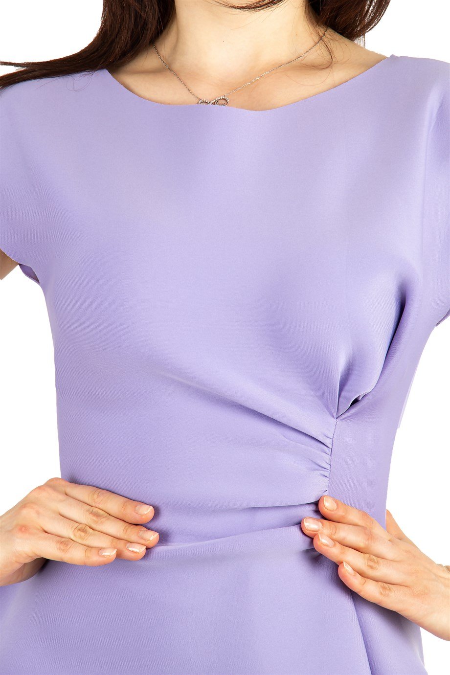 Waist Twisted Peplum Scuba Big Size Dress - Lilac