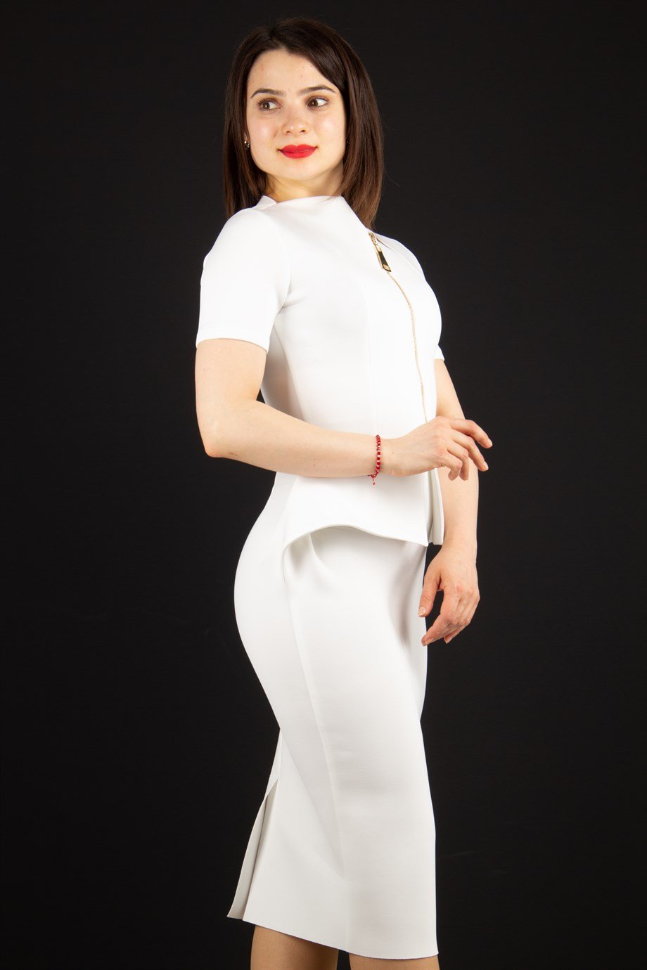 Zipper Detailed Peplum Dress