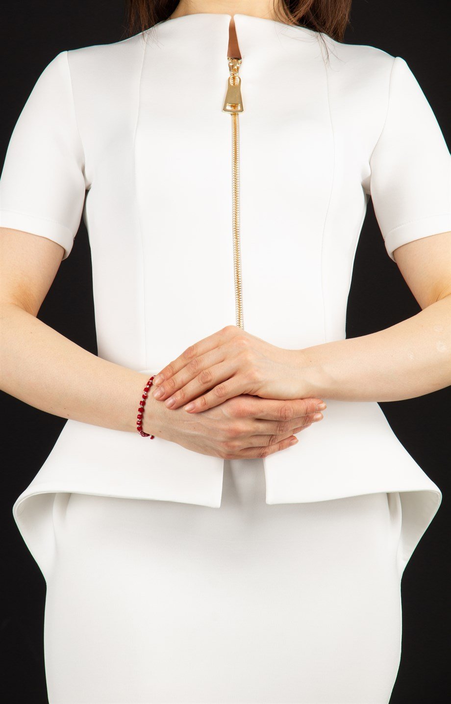 Zipper Detailed Peplum Dress