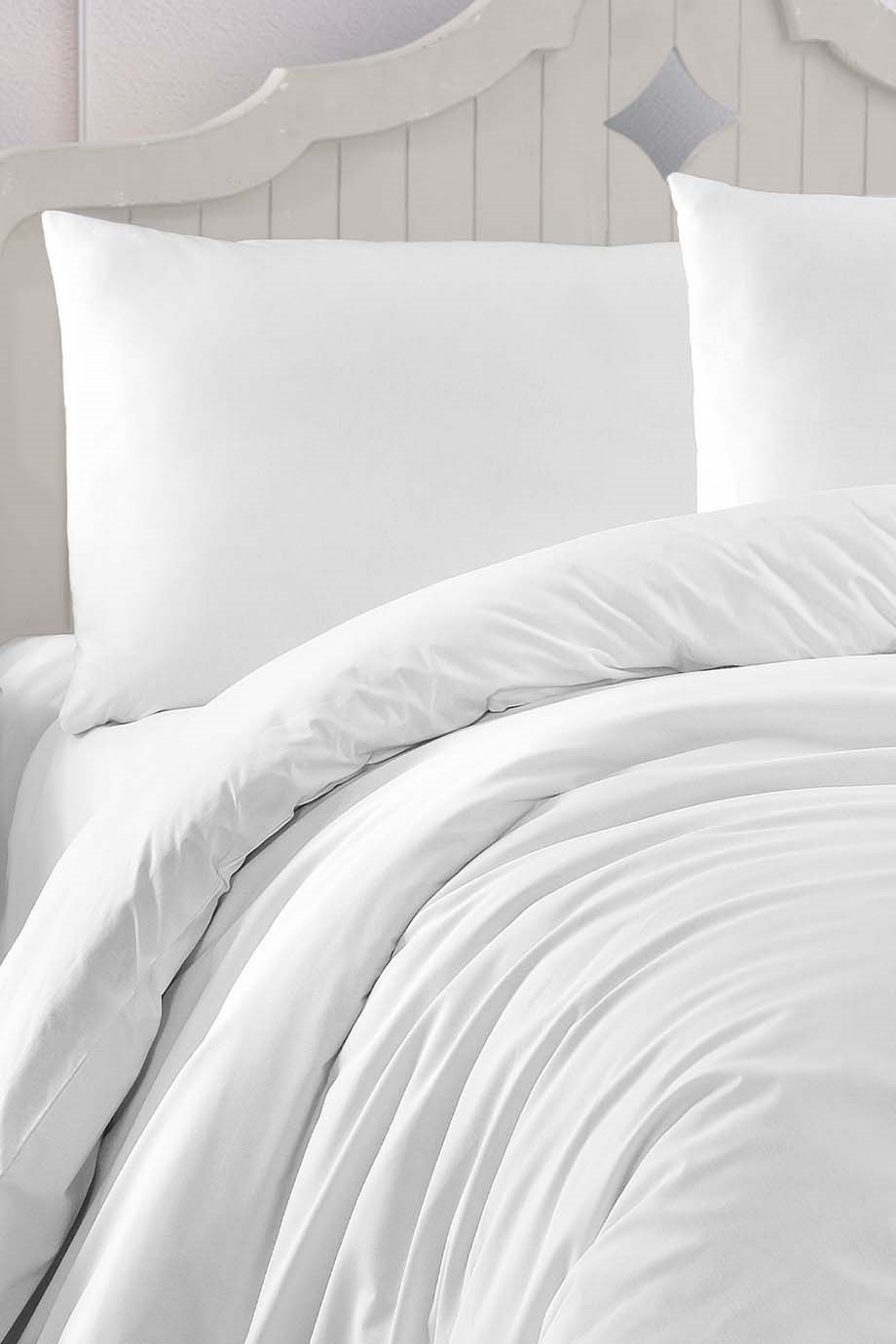 POLYCOTTON NEVRESIM TAKIMI ÇIFT KISILIK BEYAZ 200X220