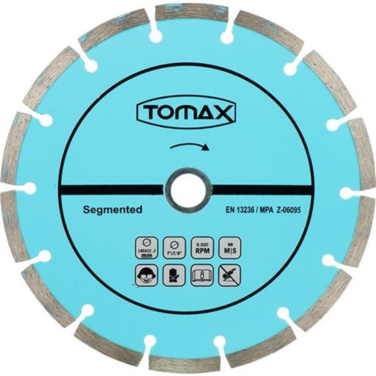 Tomax Segmentli Elmas Beton Kesici 180 X 22.2 Mm Tomax Mavi