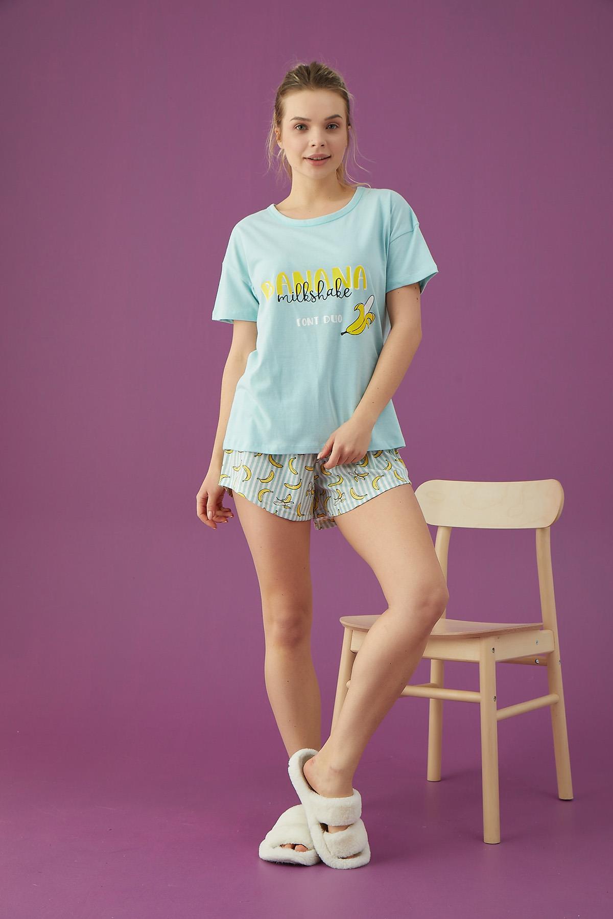 Bayan Muz Baskı Şortlu Pijama Takımı (2301-45)