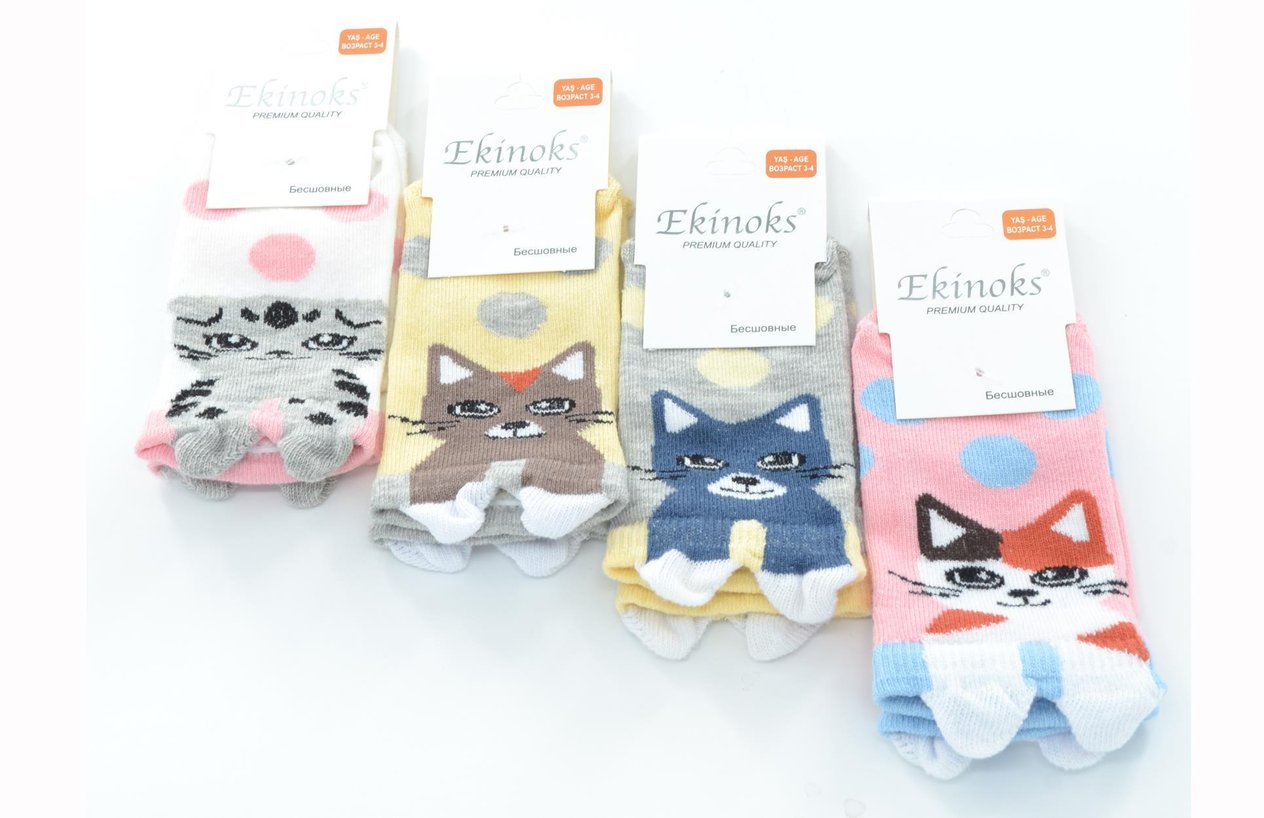 Ekinoks 4 lü Laretta Kedi Desenli Kız Çocuk Patik Çorap
