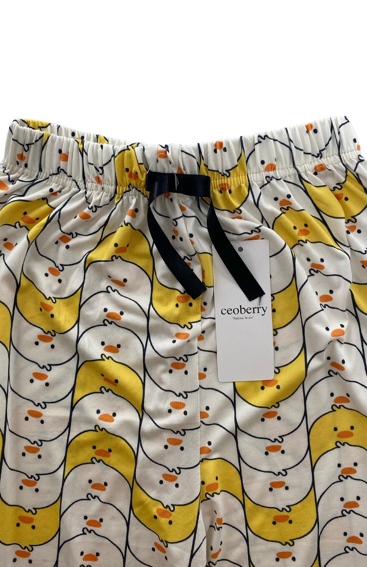 Kadın Sarı Beyaz Civcivli Pijama Altı Milan - 105