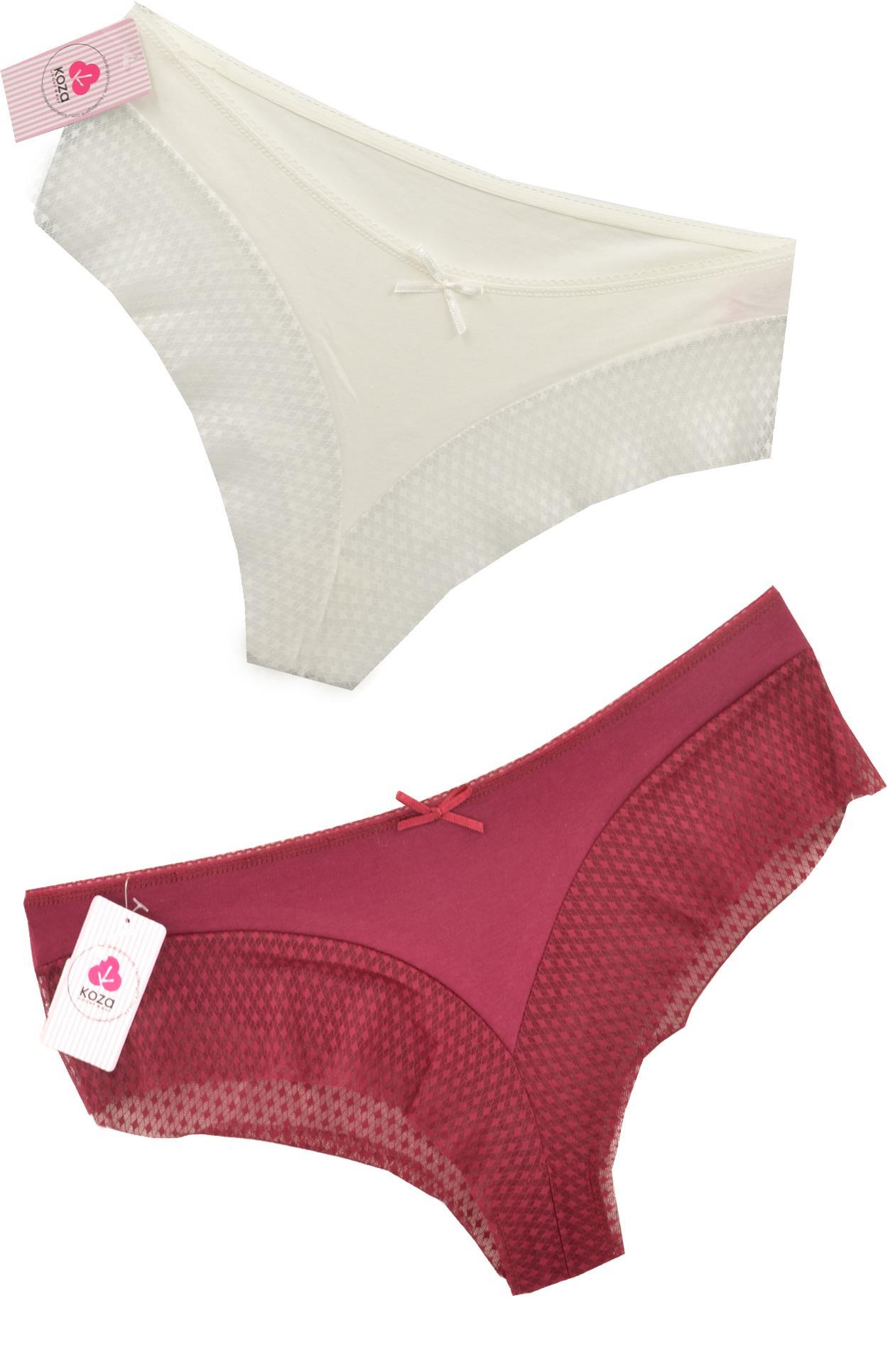 Koza Kadın 2 li Ekonomik Bikini Slip Külot Ekru - Standart (S M Beden)