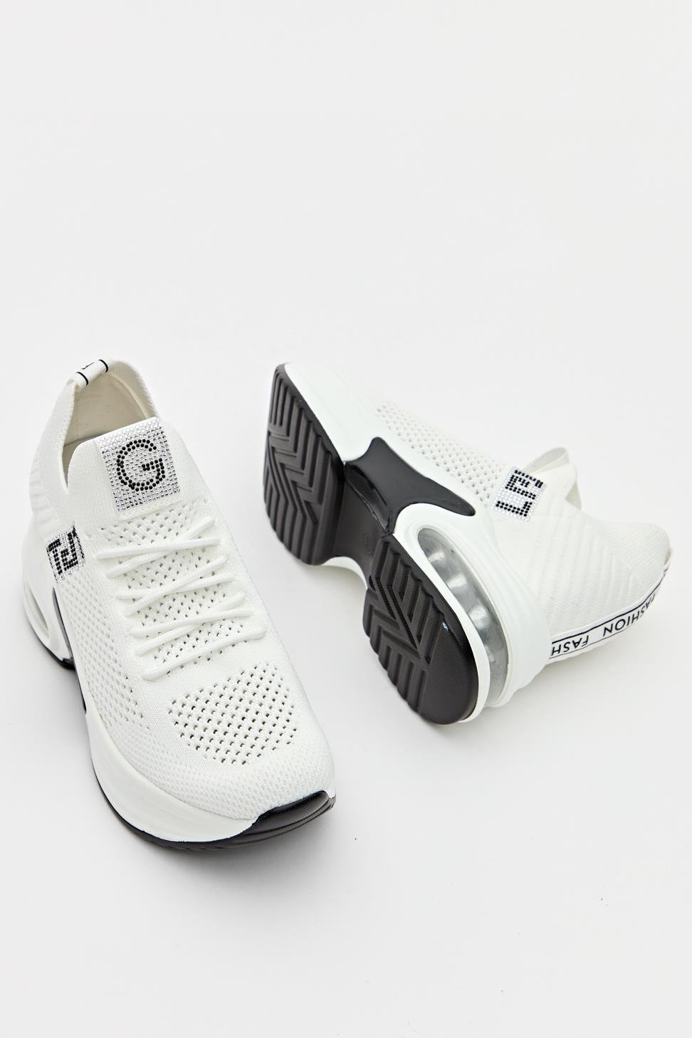 Kadın Bağcıklı Dolgu Taban Sneaker BEYAZ