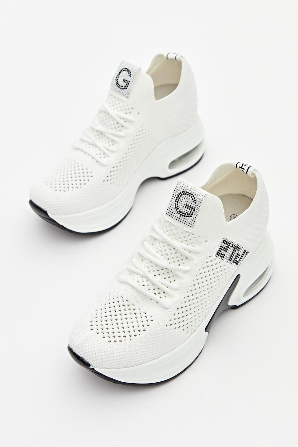 Kadın Bağcıklı Dolgu Taban Sneaker BEYAZ