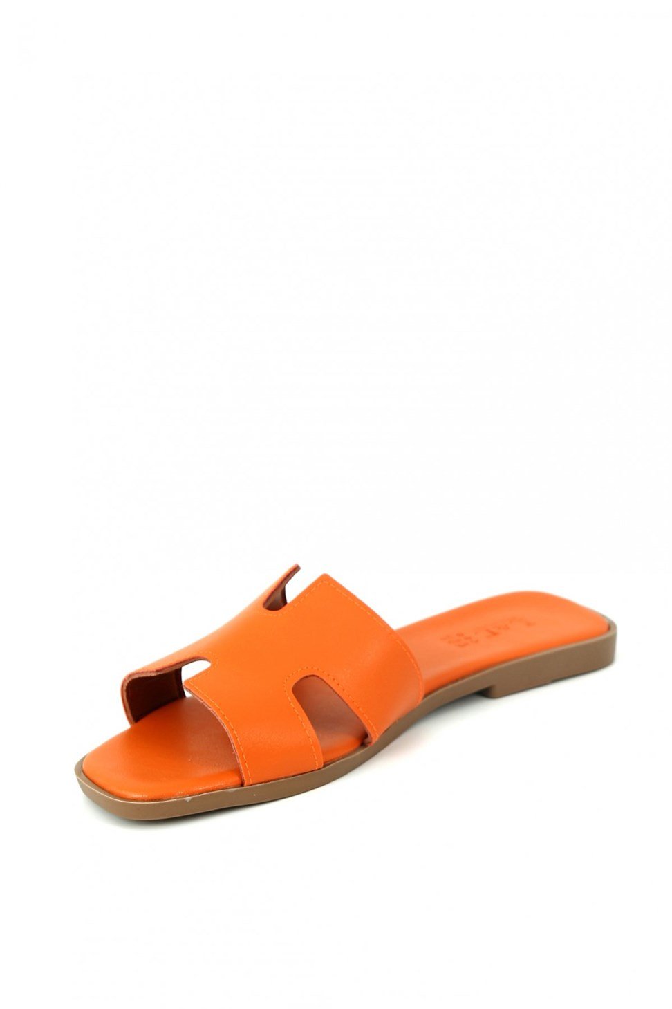 Kadın Hermes Model Düz Terlik TURUNCU CİLT