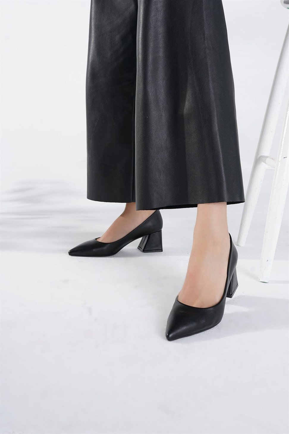 Kadın Kalın Topuklu Stiletto SİYAH