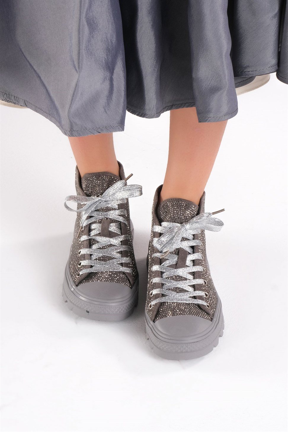 Kadın Taşlı Spor Ayakkabı & Sneakers GRİ