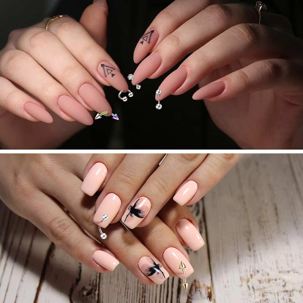 Adanil Top Uçlu Yay Tırnak Piercingi Nail Art Süsleme Piercing 5 Adet Karışık Renk - ADANİL-TIRNAK-PIERCING-YAY-TOP-KARIŞIK