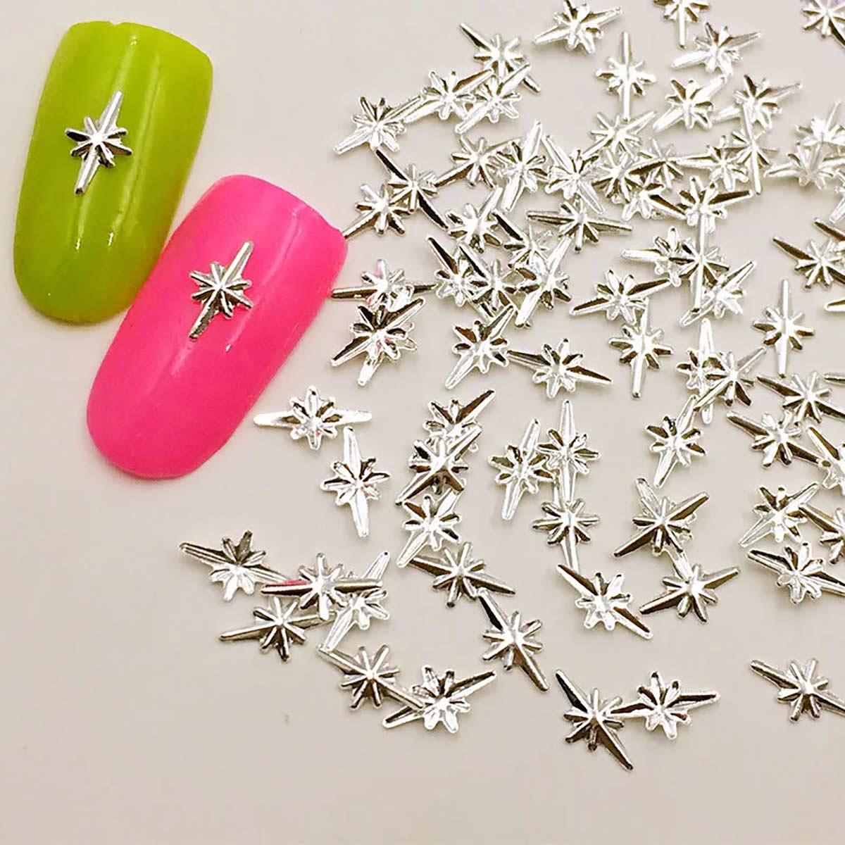 Kutup Yıldızı Gümüş Renk 50 Adet Kutup Yıldızı Tırnak Süsleme Nail Art - KUTUP-YILDIZI-50-ADET-GÜMÜŞ