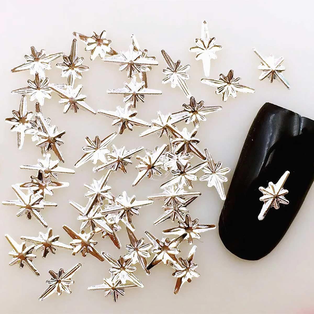 Kutup Yıldızı Gümüş Renk 50 Adet Kutup Yıldızı Tırnak Süsleme Nail Art - KUTUP-YILDIZI-50-ADET-GÜMÜŞ
