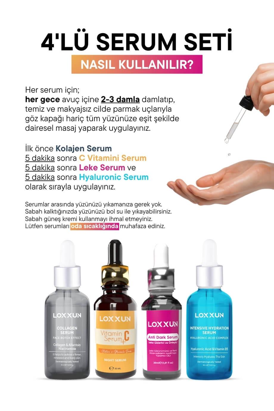 C Vitamin Serum + Kolajen Serum + Hydration Nemlendirici Serum + Leke Serum