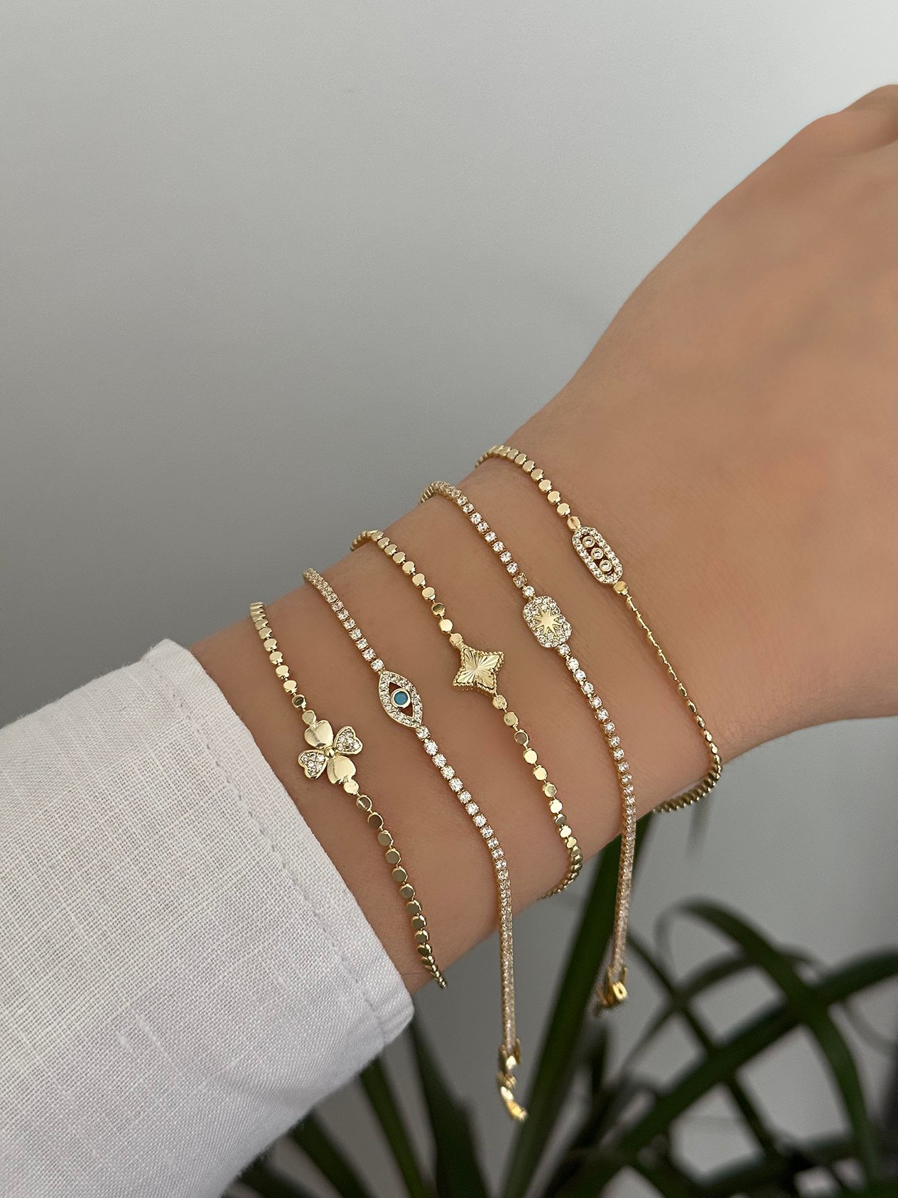 Glamour Clover Gold Bileklik