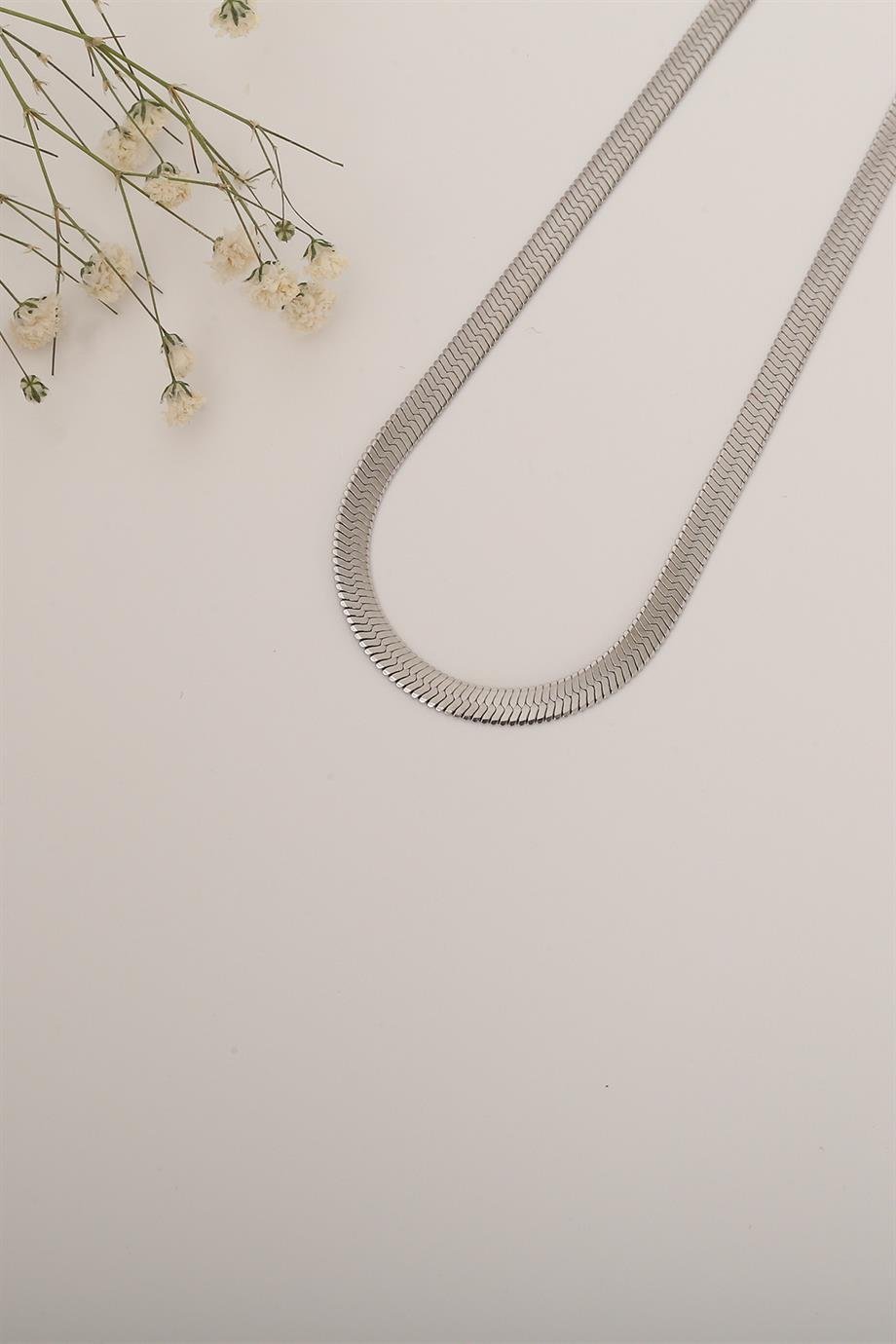 İtalyan Ezme Zincir Silver 60cm Kolye