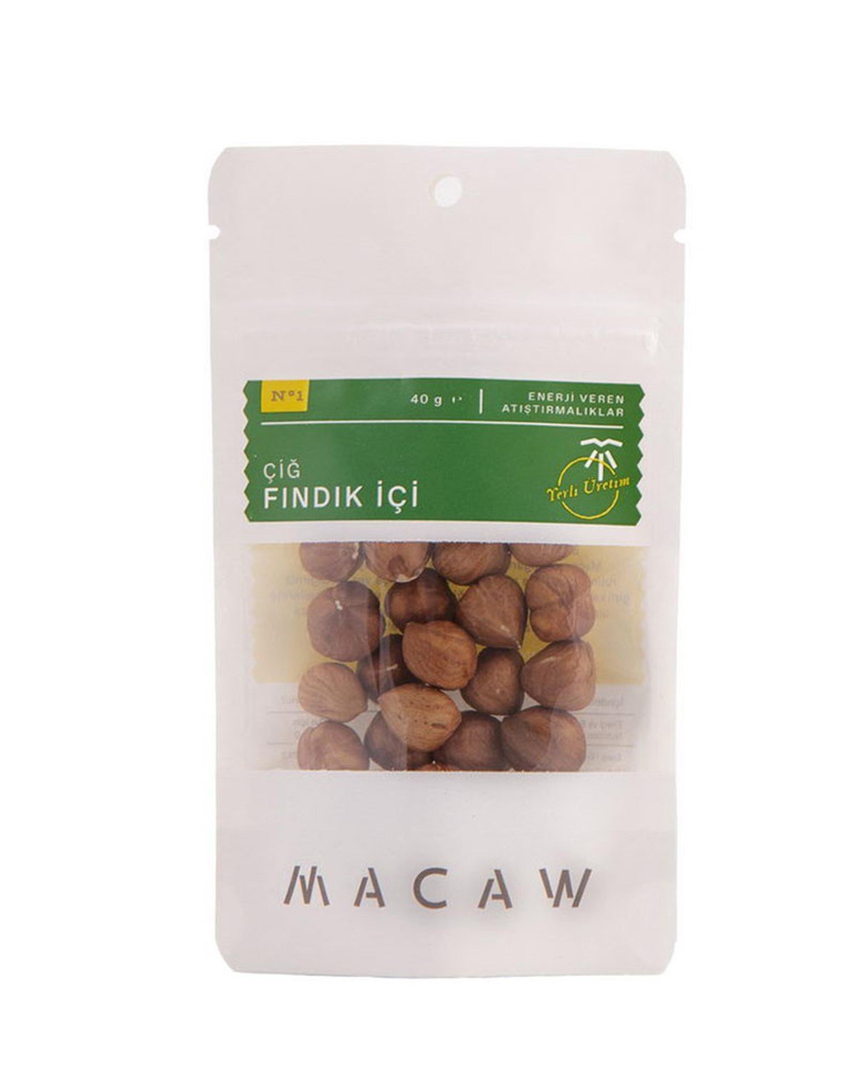 Macaw Naturel Çiğ Fındık 40 GR