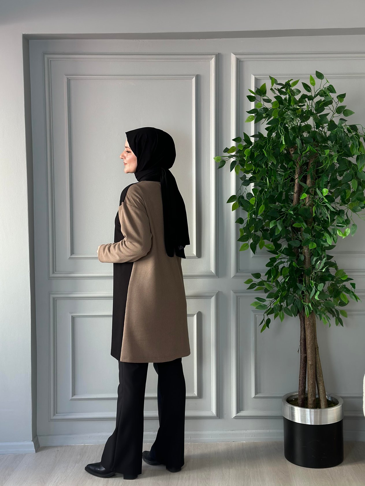 DERİ DETAYLI  UZUN TUNİK