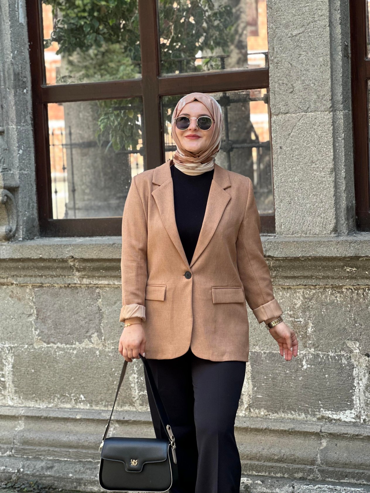 KAHVERENGİ KETEN BLAZER CEKET