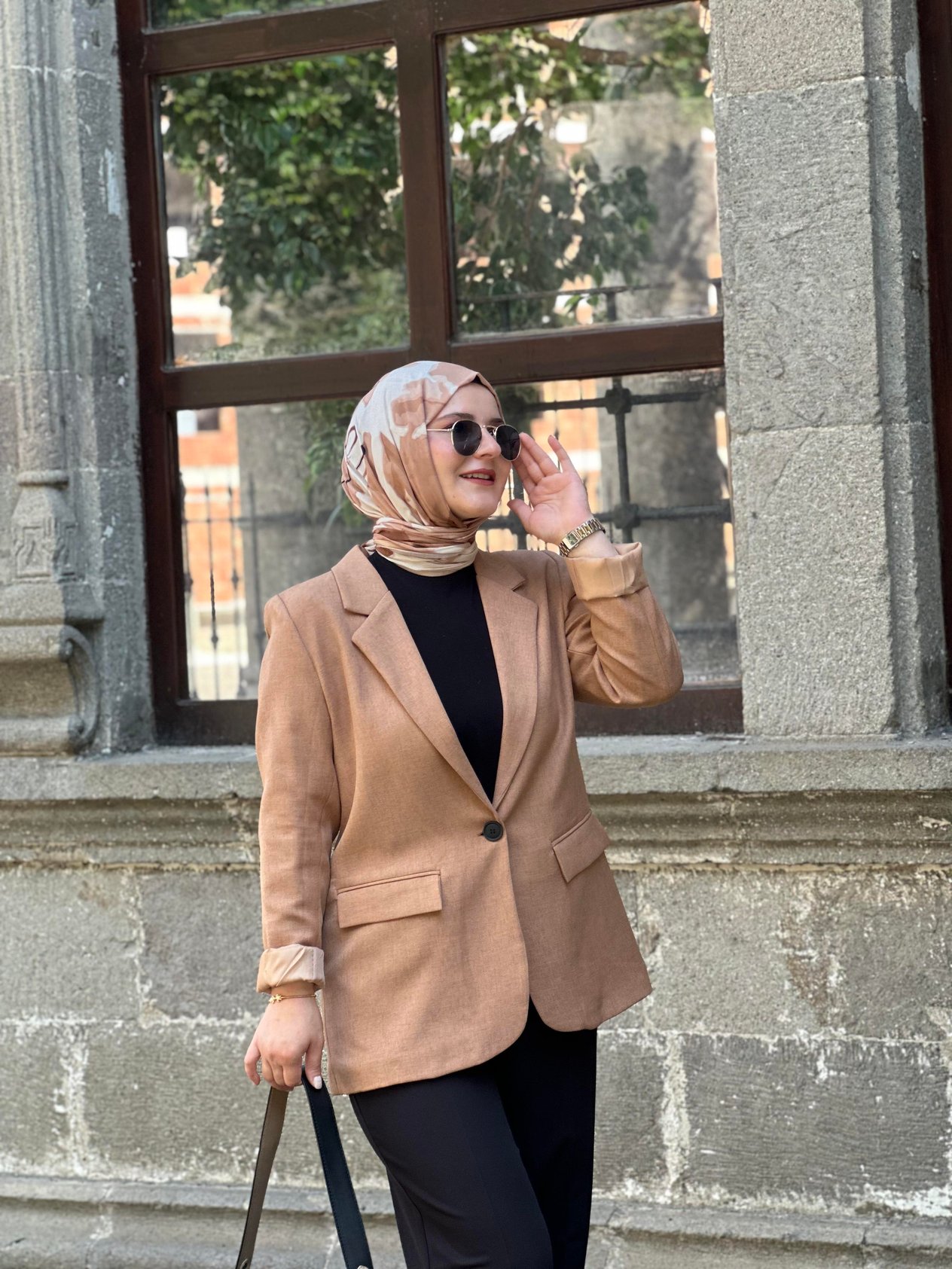 KAHVERENGİ KETEN BLAZER CEKET