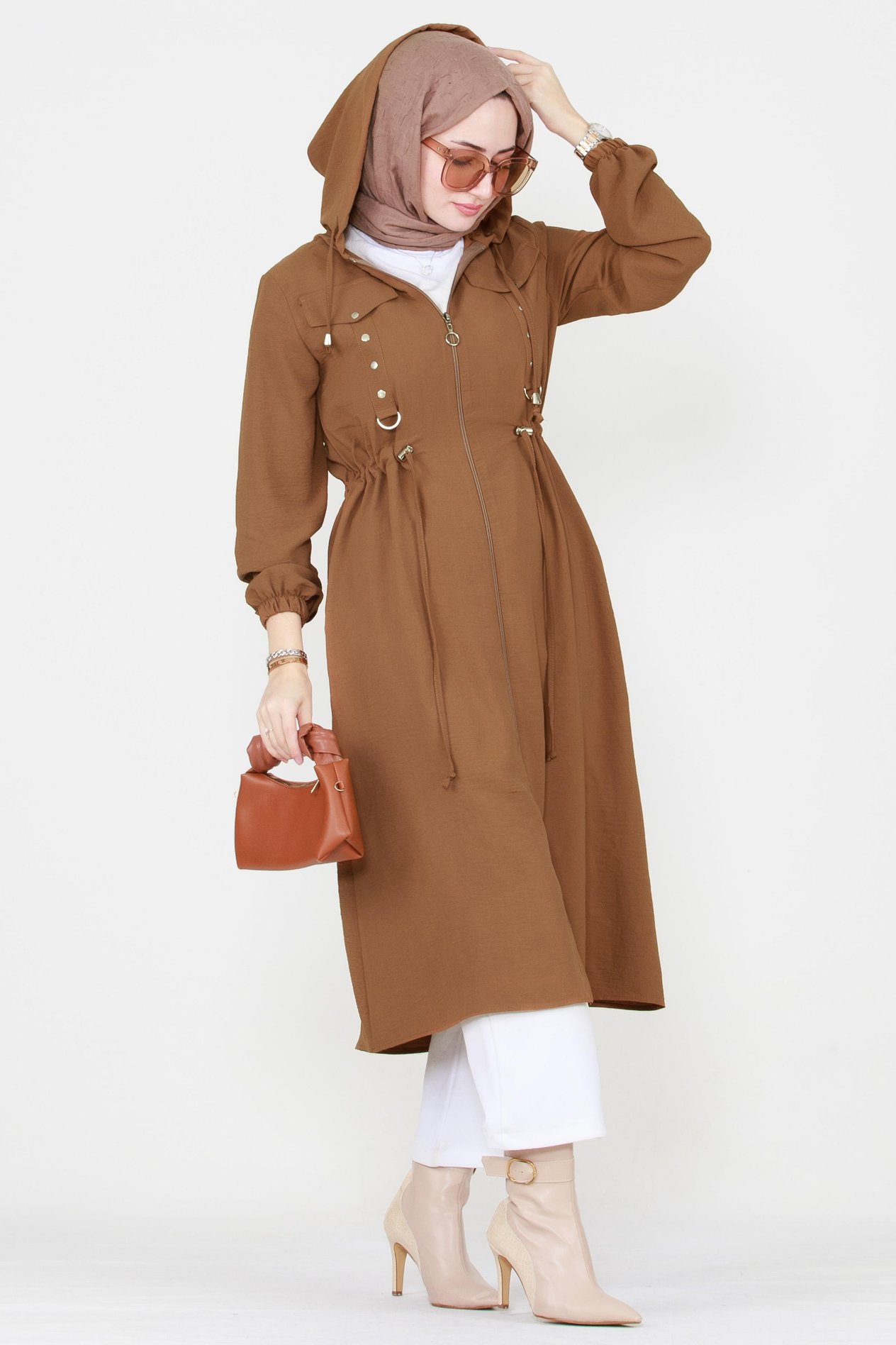 Beli Tünelli Mevsimlik Tunik-Taba