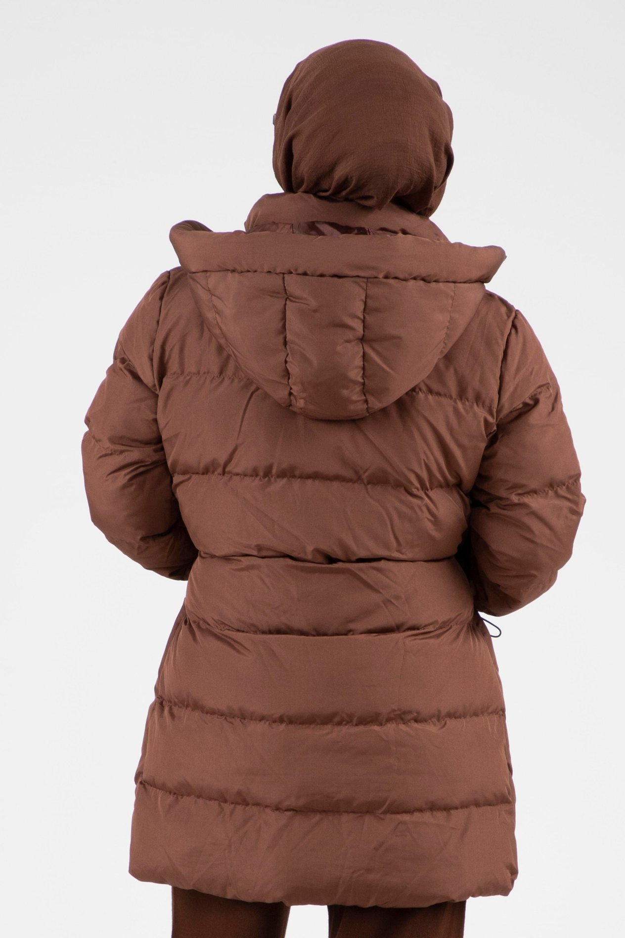 Beli Tünelli Şişme Mont-Kahverengi