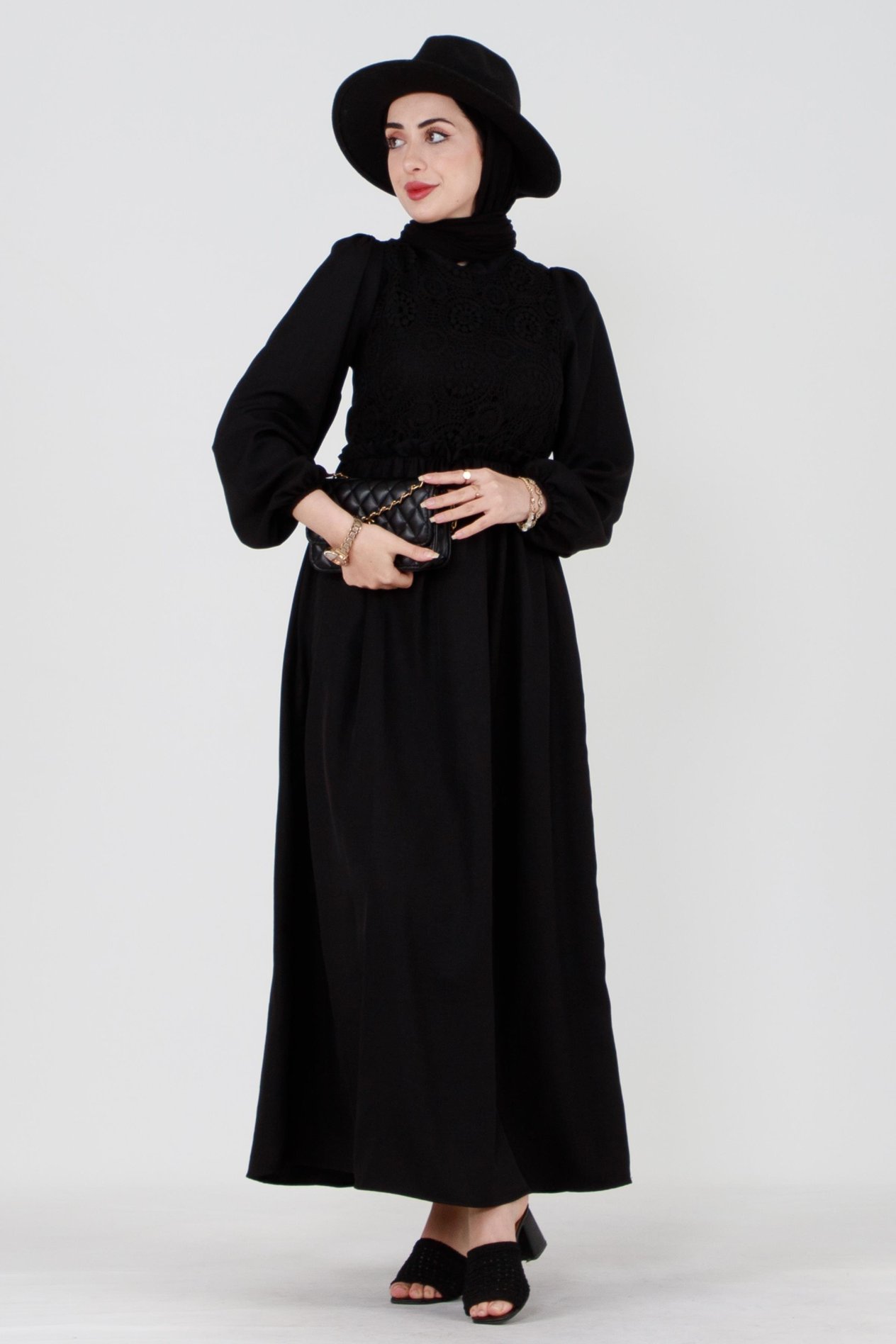 فستان موديل فيروزة-اللون الأسود