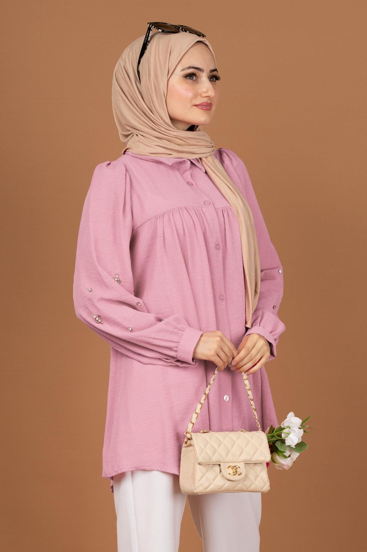 Kolu incili Tunik-Pembe