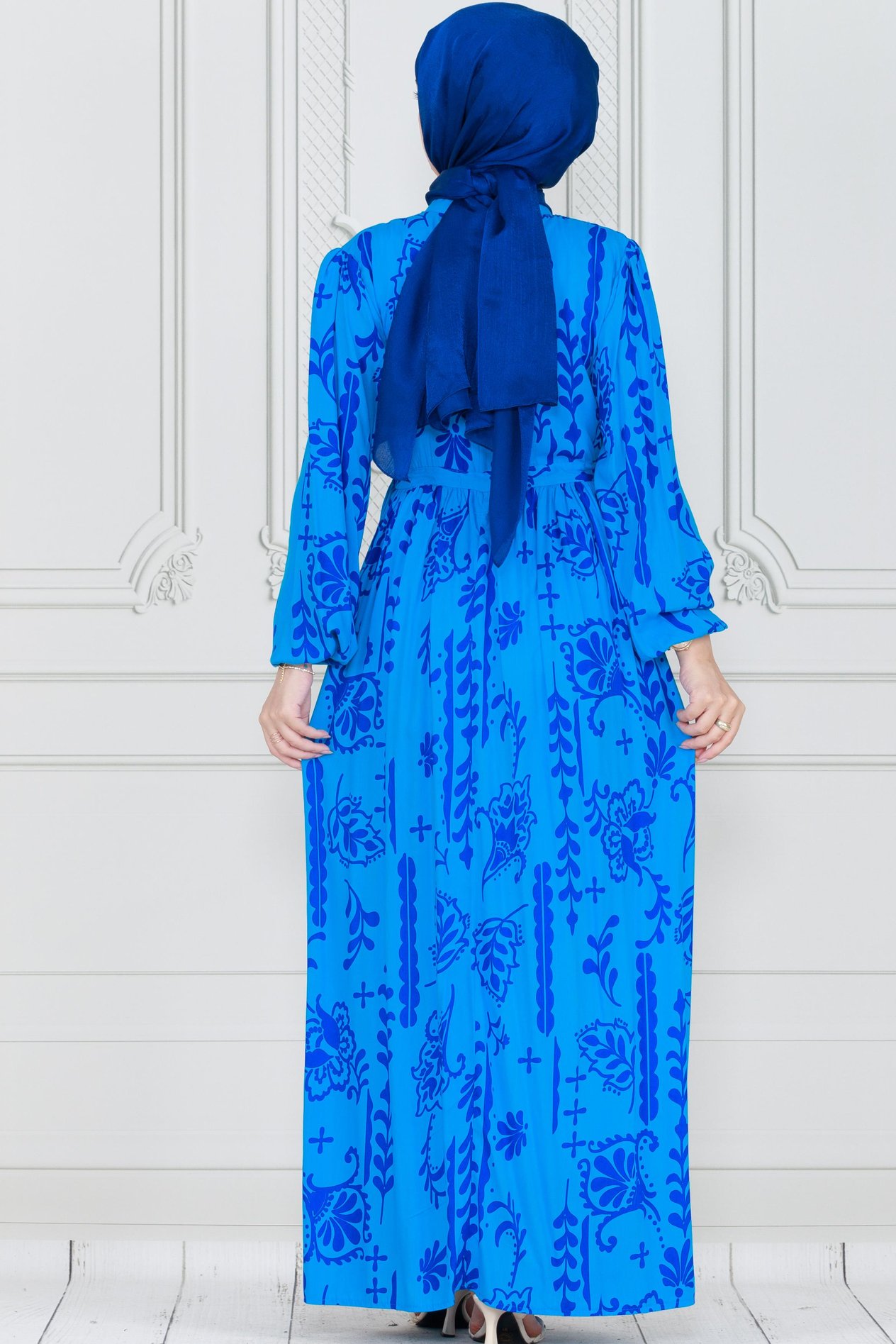 Half Buttoned Viscose Dress-light Bleu 