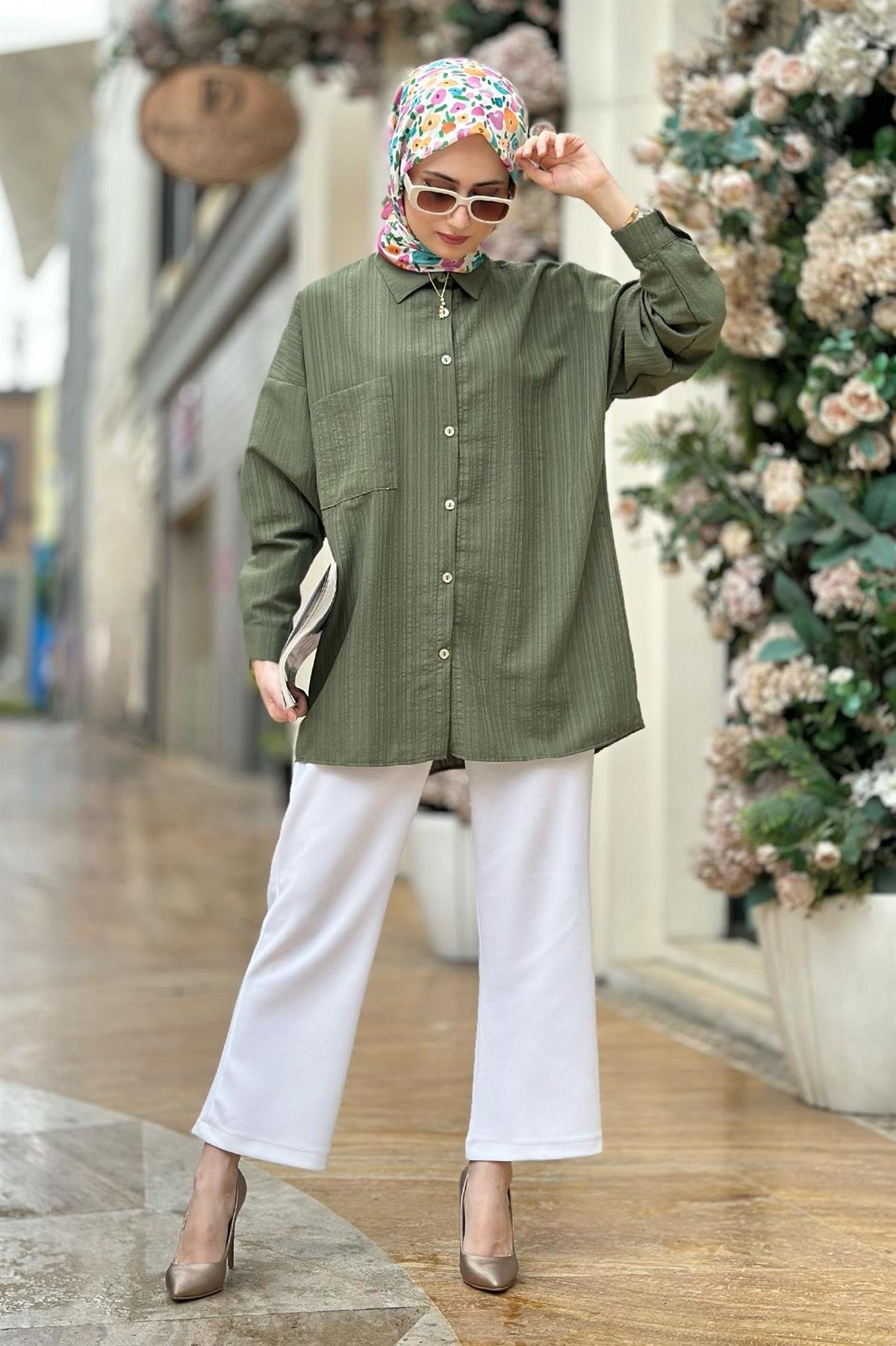 Oversize Gömlek Haki