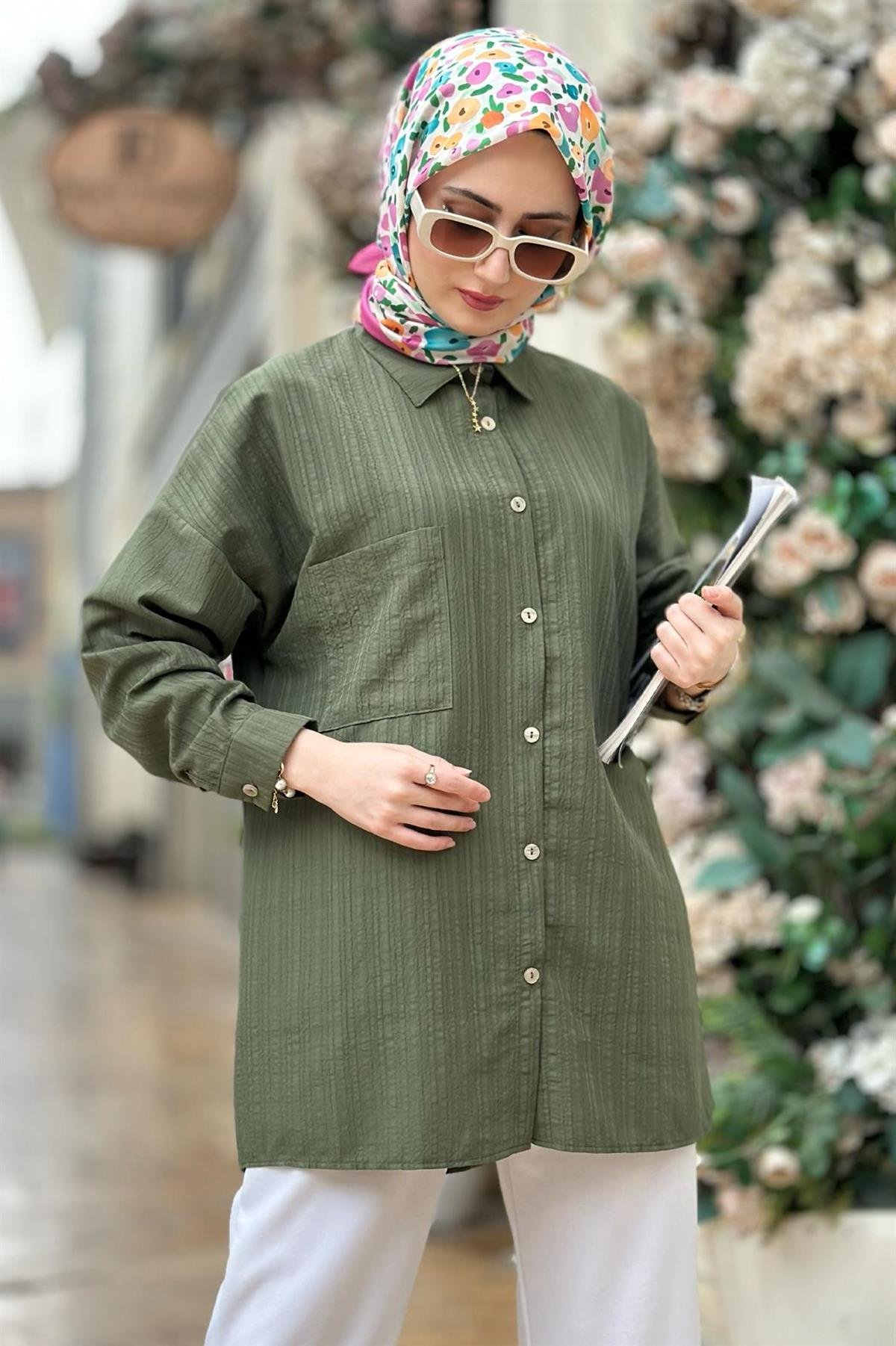 Oversize Gömlek Haki