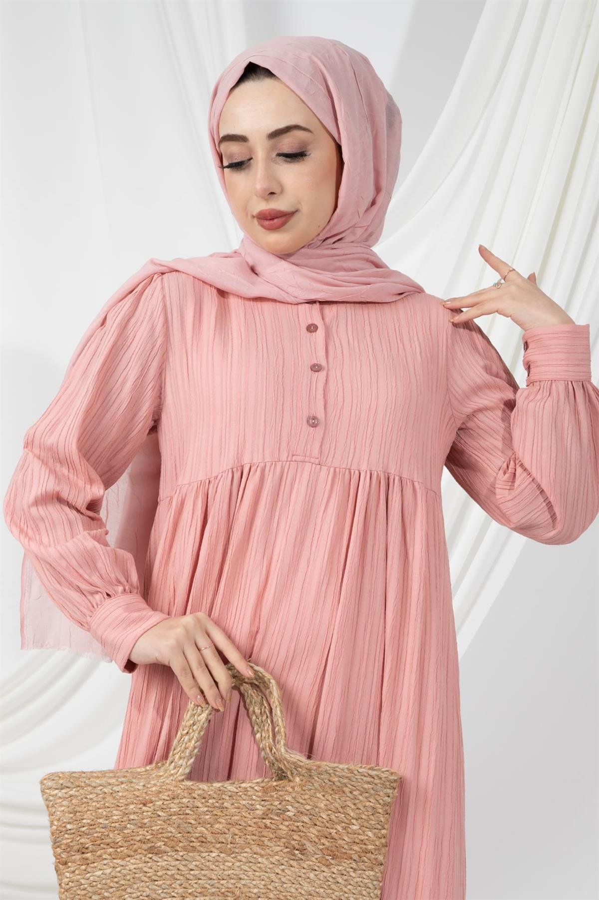 Robalı Melek Elbise-Pembe