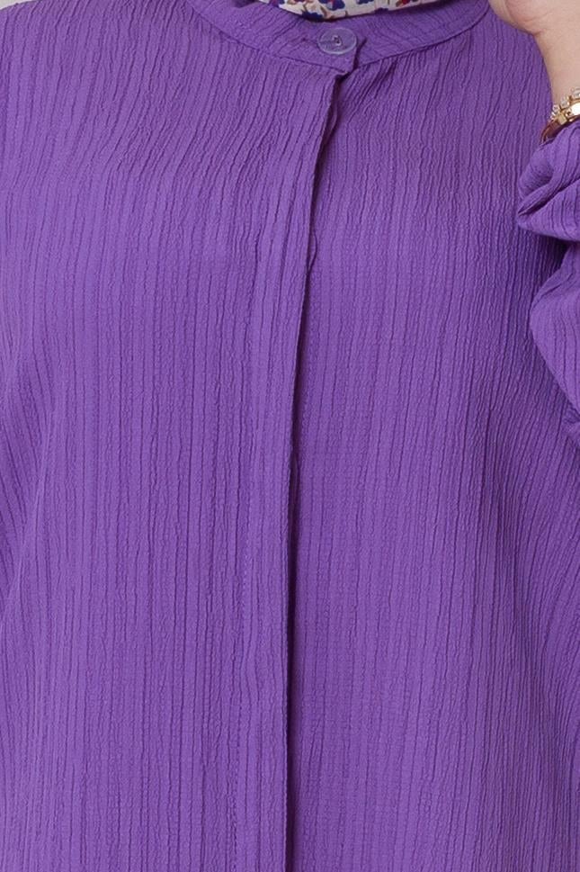 Yırtmaç Detaylı Tunik Pantolon Takım-Mor
