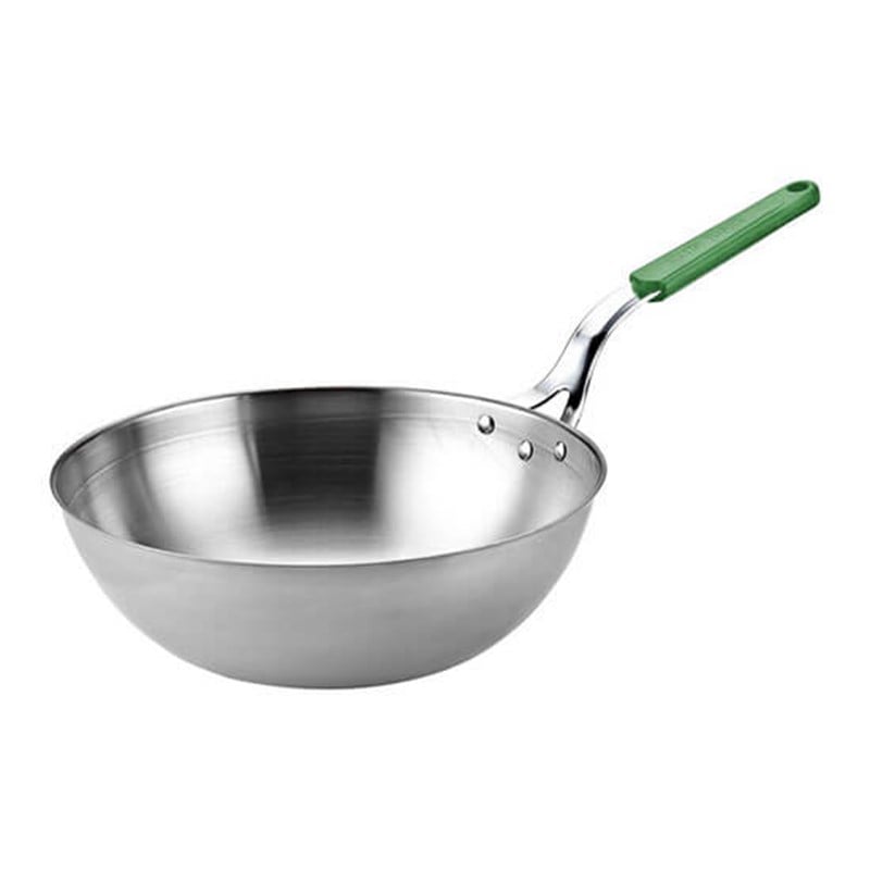 Çelik Wok Tava 30x10 Cm Yeşil Saplı