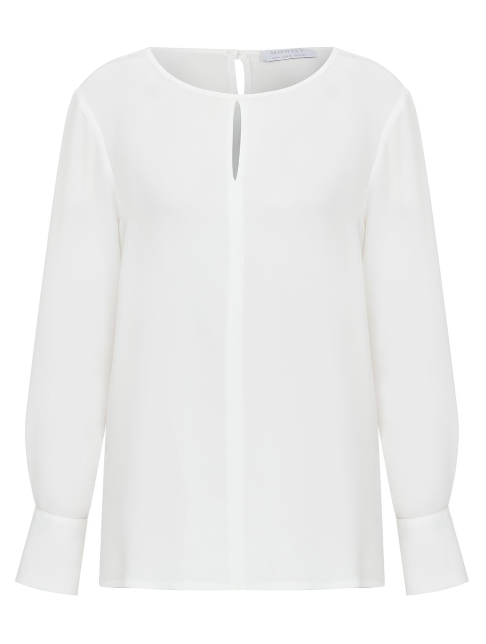 Drop Collar Silk Blouse in White Colour
