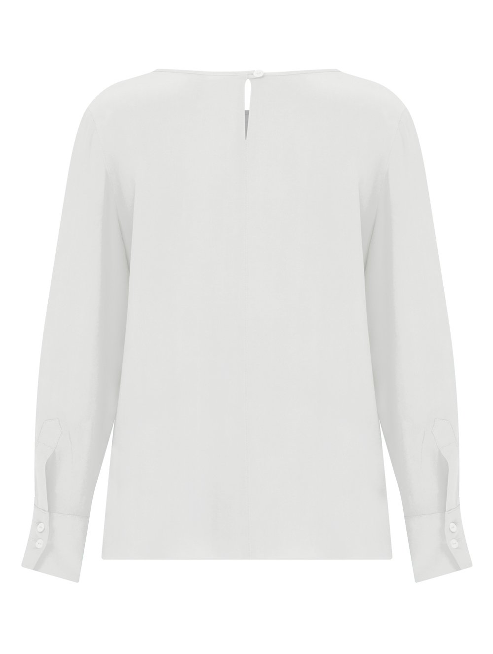 Drop Collar Silk Blouse in White Colour