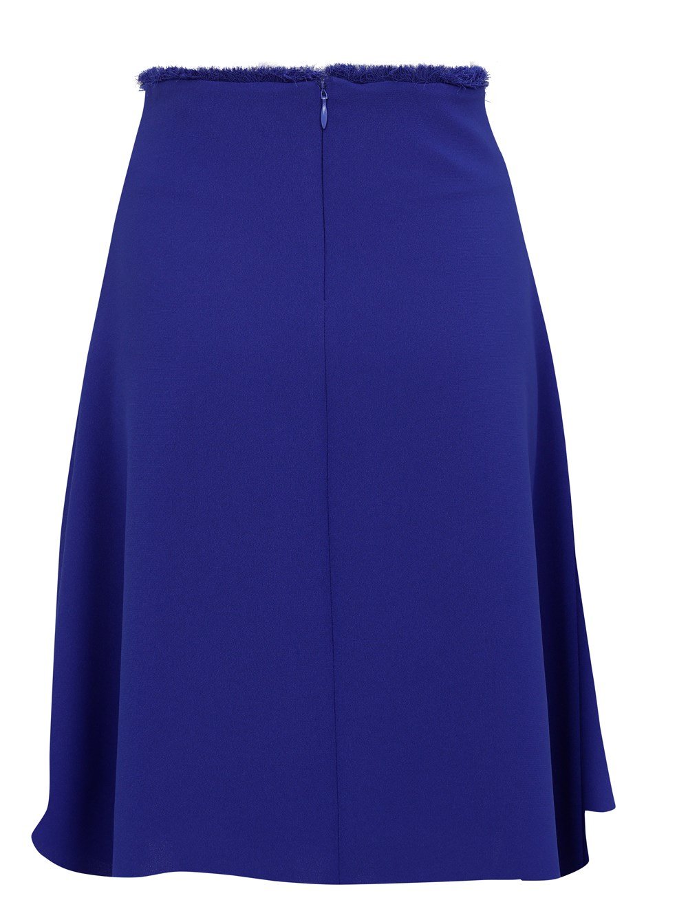 Fringe Detailed Crepe Skirt in Blue Colour