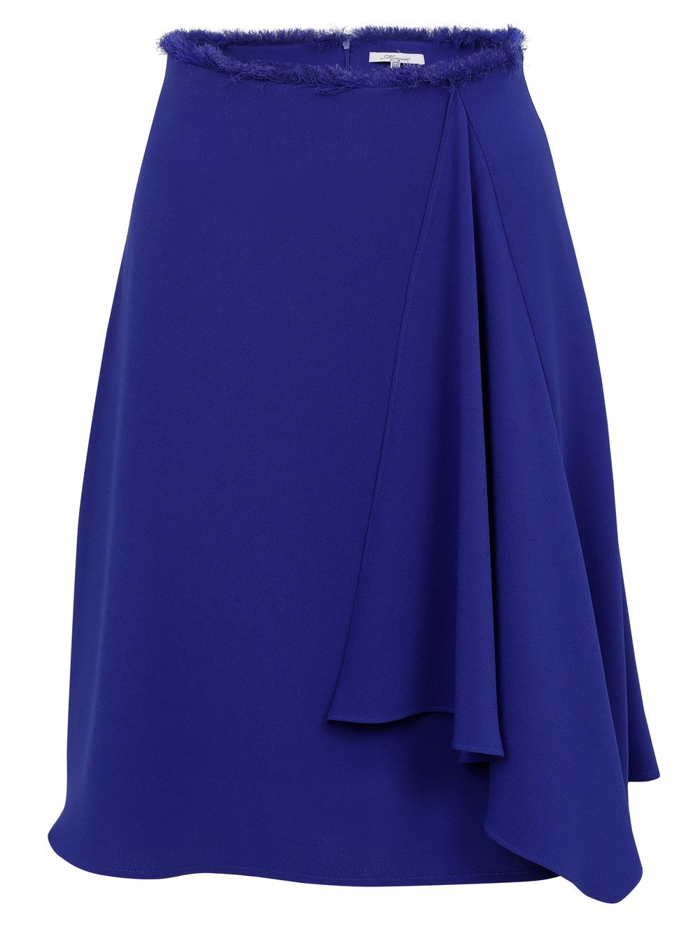 Fringe Detailed Crepe Skirt in Blue Colour