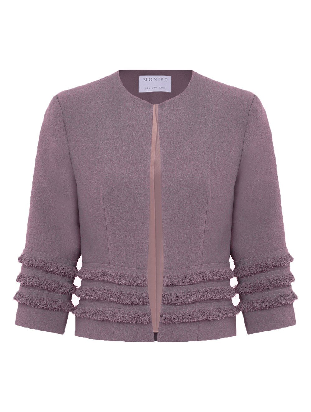 Fringe Layer Crepe Jacket in Rose Colour