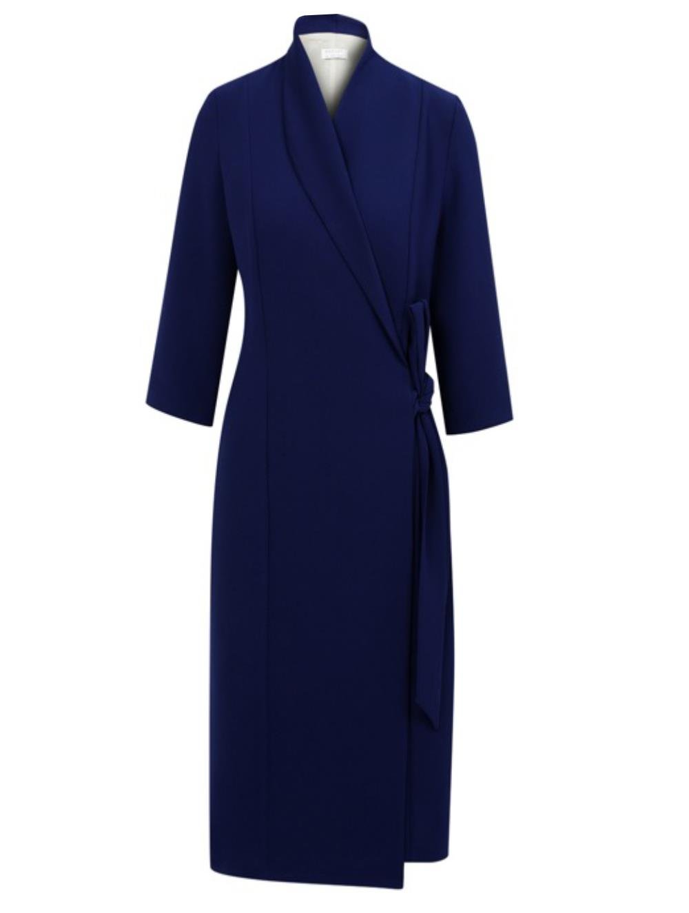 Wrap Crepe Dress in Blue Colour