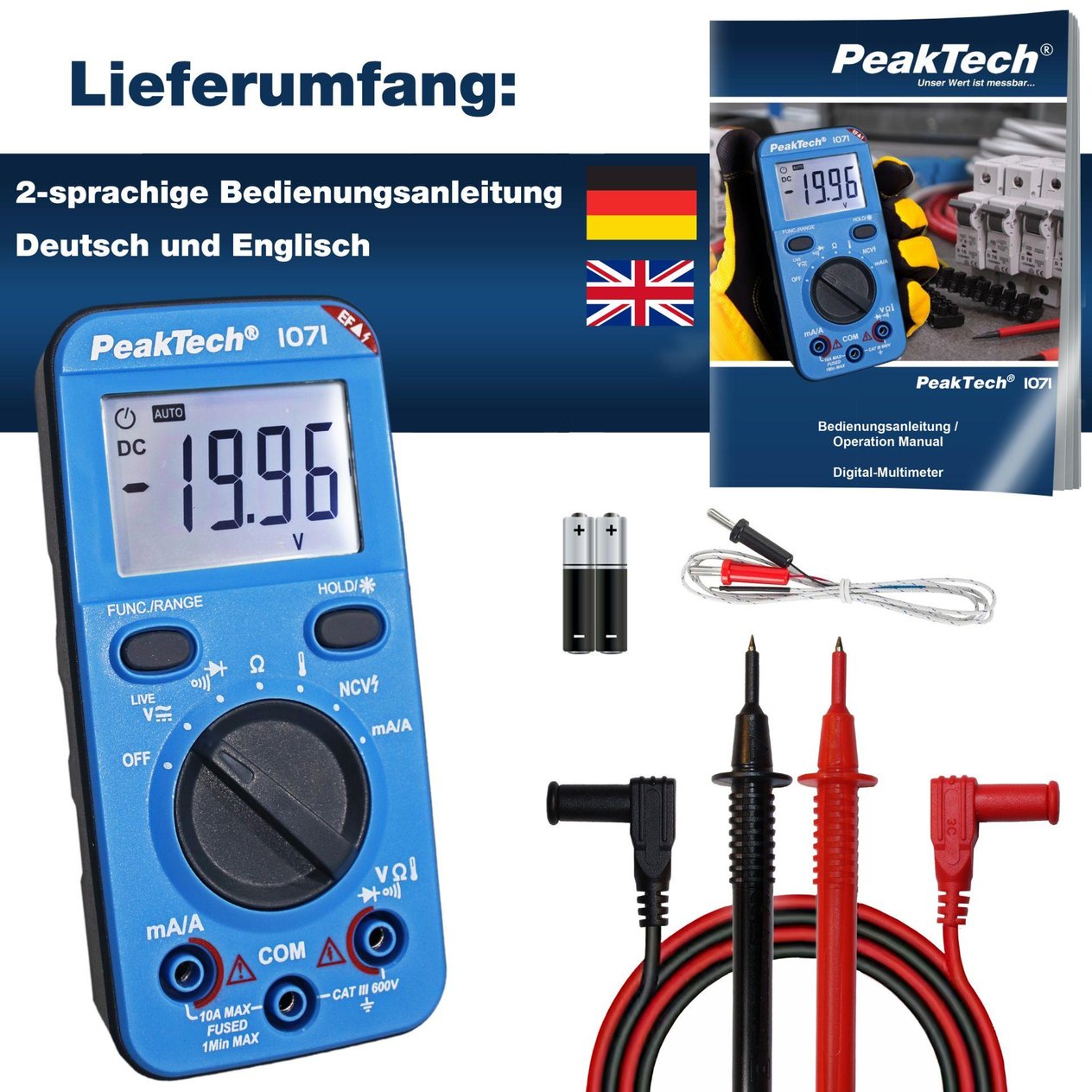 P1071 Dijital Multimetre 600V AC/DC NCV & Live-Test