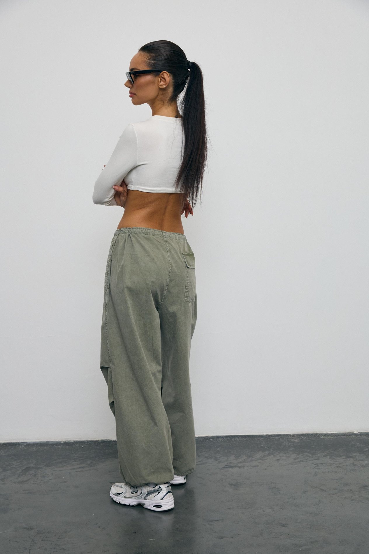 Ekru Uzun Kollu Crop Body