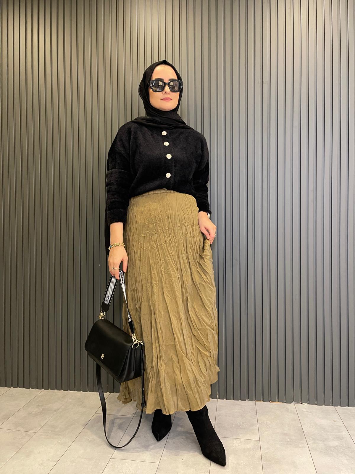 EtekKRAŞ ASTARLI OLİVE YEŞİL ETEK